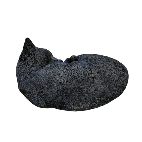 Figurilla Gato Durmiendo Elegancia Nocturna en Resina Negra miniatura 4