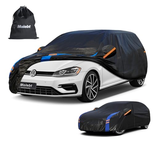 Image of Custom Fit Car Cover for Volkswagen VW Golf Hatchback (2003-2026), Upgraded Waterproof All Weather Outdoor Auto Cover with Driver Door Zipper & Mirror Pockets, UV /Snow /Dust Protection