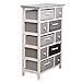 Rebecca Mobili Cómoda, Mueble con 5 cajones, Blanco Gris, Madera de Paulownia...