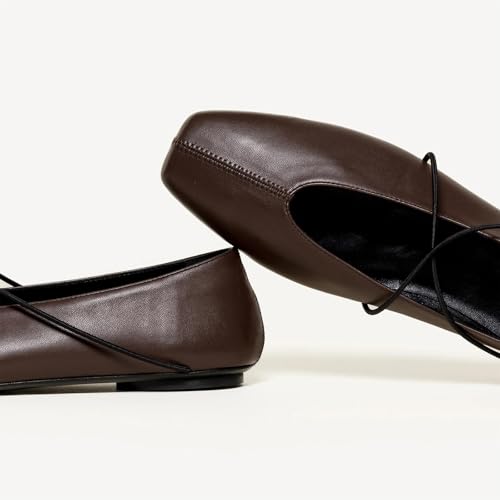 Square Toe Ballet Flats Shoes for Women Criss-Cross Straps Mary Jane Flats Comfortable Slip on Cute Flat Shoes Work Casual Daily Dress4