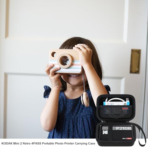 Image of Elonbo Carrying Case for KODAK Mini 2 Retro 2x3 inch P210R 4PASS Portable Photo Printer, Kodak Mini Instant Digital Camera Hard Travel Bag Storage Holder, Pocket Fits Film Cartridge, Black