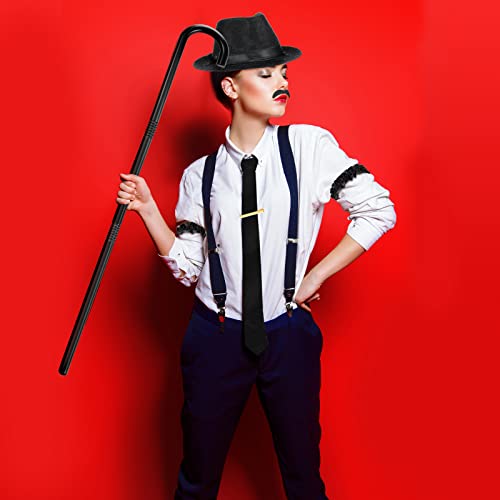 1920s Men\'s Costume Accessories Set Costume Set Roaring Retro Gangster Costume for Men, Hat, Bow Tie, Pocket Watch, Suspender, Beard, Armband Garters, Tie Clips, Crutch, Plastic Fake Cigars Black - Thumbnail 3