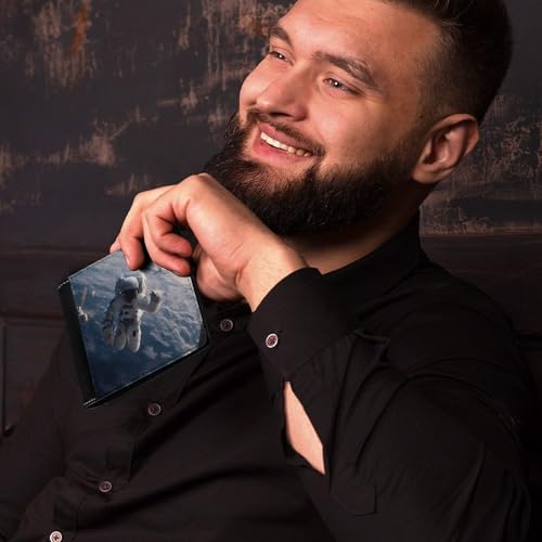 Spaces-Earth Astronaut Bi-fold Wallet for Men Women Print PU Leather Slim Cash Card Holder4