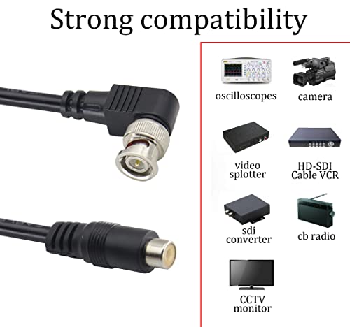Hcfeng Bnc To Rca Adapter Cable 90°Right Angle Rca Male To Bnc Female 75 Ohm Coaxial Video Cable Rg59U Bnc Male To Rca Female Video Cable For Surveillance Cctv Camera System[2Pack/1.2Ft] #TOP3