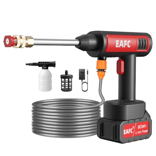 EAFC Cordless Pressure Washer, 60 Bar Power Washer with 20000mAh Battery, 6-in-1 Nozzle, Car and Home Cleaning