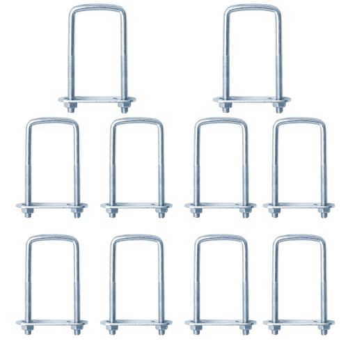 10 Pcs 1-1/2 Inch Wide Square U-Bolt, 3/8 x 1-1/2 x 4-3/8 Electro-galvanized steel