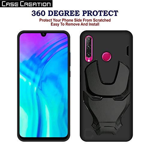 Image of COVERLY Official 3D Touch Feel Trending Avengers Logo Mask Soft Rugged Grip Silicone Iron Man Super Power Cartoon Movie Engraved Silicone Matte Back Cover for Honor 20i (2020) -HD Black Avenger
