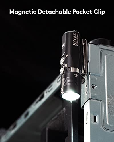 Image of RovyVon A23 G2 1000 lumens USB-C Rechargeable EDC Flashlight, 6500K Cool White 850mAh LED Pocket Flashlight Keychain, with Magnetic Pocket Clip for EDC Carry, Camping and Hiking (Gunmetal)