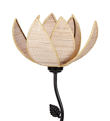 Image of Rose Bamboo Shade Floor Lamp (H-24 Inches, Beige) Decorative Standing Lamp for Living Room, Bedroom & Home Decor, Lampshade Corner Floor Light for Hall, Study, Office & Night Ambient Lighting