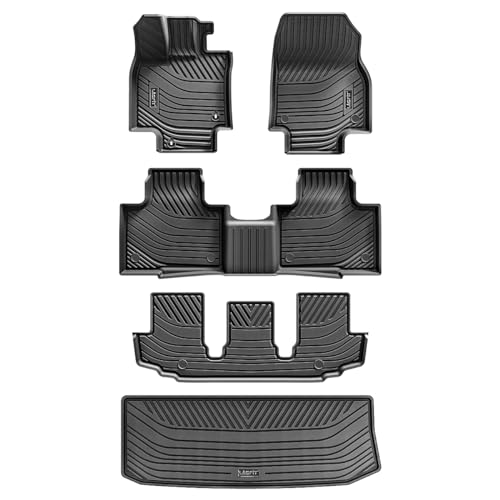 LASFIT Floor Mats&Trunk Mats for Toyota Highlander 8 Seats 2020-2025 2026 (Not for Hybrid) All Weather TPE Floor Liner & Cargo mats for HighlanderFront&Rear 4 Rows mats.