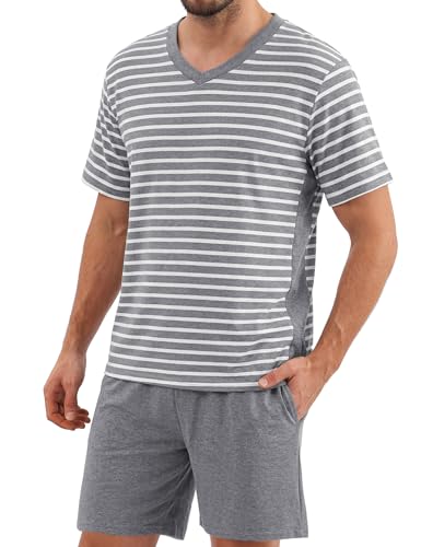 Pyjama homme court coton Bresdk léger pour l'été ensemble deux pièces taille S à 3XL