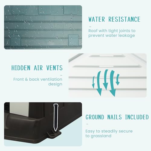 Dog House Indoor Outdoor Durable Waterproof Pet Plastic Dog House for Medium Large Dogs Insulated Puppy Shelter Kennel Crate with Air Vents and Elevated Floor (Blue, 33.1" Wx27.4 Dx30.1 H) - Image 6