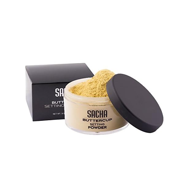 Sacha-BUTTERCUP-Setting-Powder-No-Ashy-Flashback-Blurs-Fine-Lines-and-Pores-Loose-Translucent-Face-Powder-to-Set-Makeup-Foundation-or-Concealer-For-Medium-to-Dark-Skin-Tones-125-oz Sacha BUTTERCUP Setting Powder Makeup 1.75 Oz. Translucent Setting Powder for Oily Skin Finishing Powder Loose Powder Makeup Blurring Powder Blurs Fine Lines and Pores For Medium to Dark Skin Tones