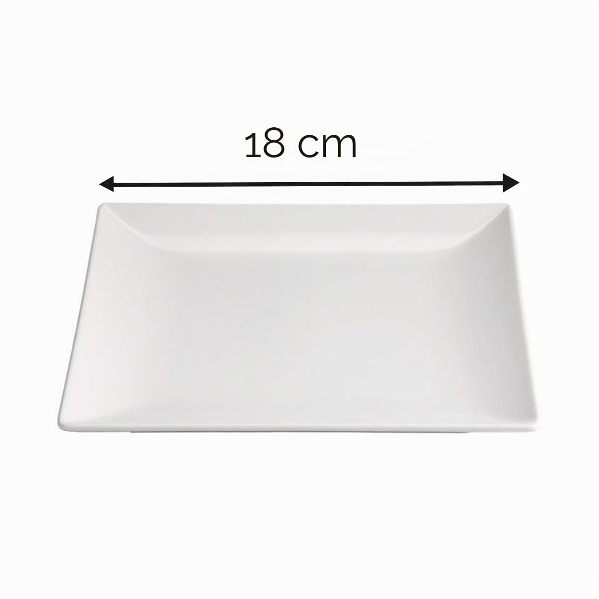 Lot de 12 assiettes carrés LAURA, assiette plates pour service de table en porcelaine blanche - Longueur 18 x largeur 18 x Hauteur 1,7 cm