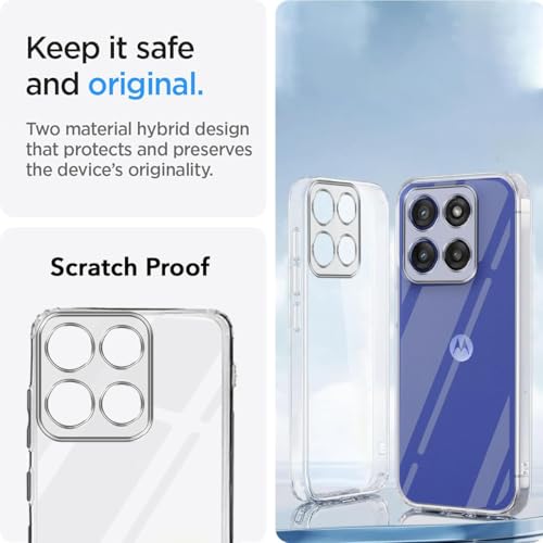 Image of Jkobi Back Cover for Motorola Moto Edge 60 Stylus (Silicone Clear Shockproof Case with Camera Protection and Dust Plugs | Transparent)