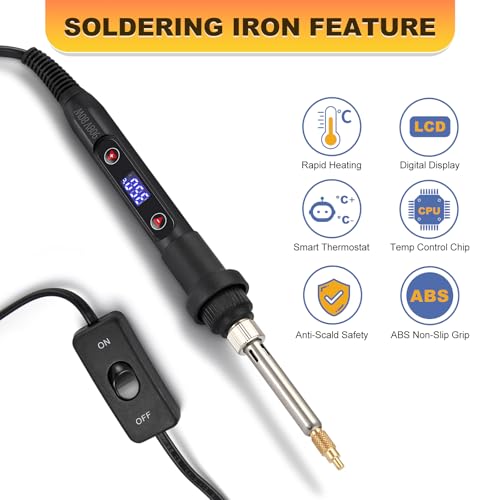Image of Professional Heat Set Insert Tool Kit: 80W Soldering Iron Heat Insert Tool with 520pcs Brass Inserts & Heat Set Insert Tips (M2-M8) for 3D Printing
