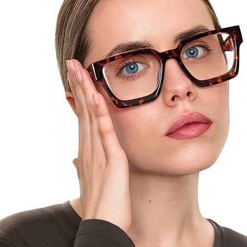 Image of livho Oversized Eyewear Frame for Woman and Men - Rectangle Fashion Glasses for Computer, Chic Preppy Frame