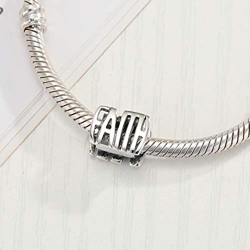 Faith Charms 925 Sterling Silver Beads fits Pandora Charms Bracelets Necklace2