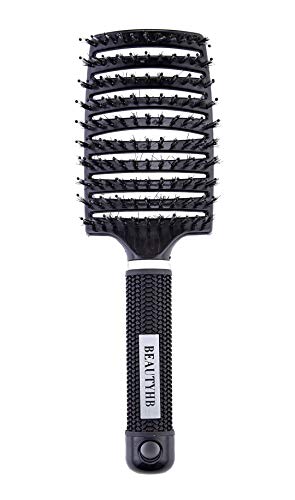 Natural Boar Bristle Hair Brush Detangler Hairbrush for Women Long Thick Thin Fine Curly & Tangled Hair Massage Scalp Spread Sebum Oils Add Shine Promote Hair Health Suitable for Women Men Great Gift