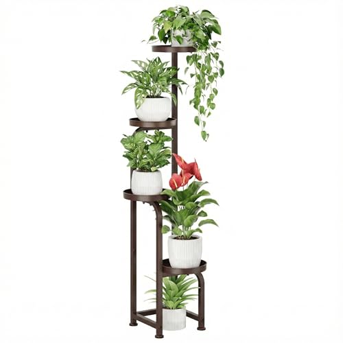 Bamworld Corner Plant Stand Indoor Outdoor, Tall Metal Flower Pot Stands for Multiple Plants, 4 Tier...