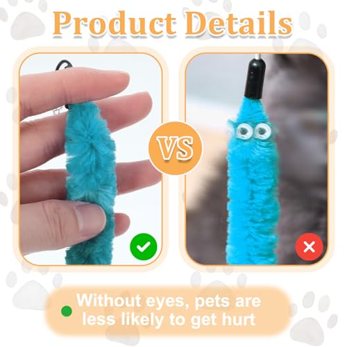 24 Stück Katze Wand Spielzeug Ersatz Nachfüllung Katzenwurmspielzeug Nachfüllungen Interaktives Katzenspielzeug Nachfüllung Katzenstab Spielzeug Ersatzminen pelziger Schwanz Wurm für Kätzchen