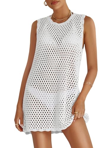 ATOG Swimsuit Coverup for Women 2025 Summer Sleeveless Bathing Suit Dress Crochet Beach Outfits Knit Swimwear