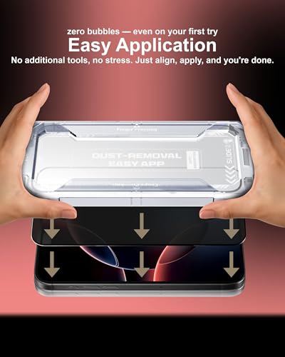 Image of Affix 2 Pack for Privacy iPhone 16 Pro Max Full Coverage Tempered Glass, Screen Protector Guard with Easy Fix Installation Tool, 9H Hardness Shatterproof, HD Clear Scratch Resistant