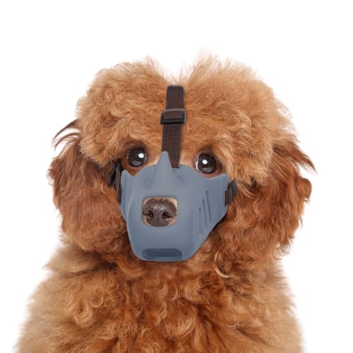 NACOCO Muselière Chien Anti-Morsure, Silicone, Gris, L