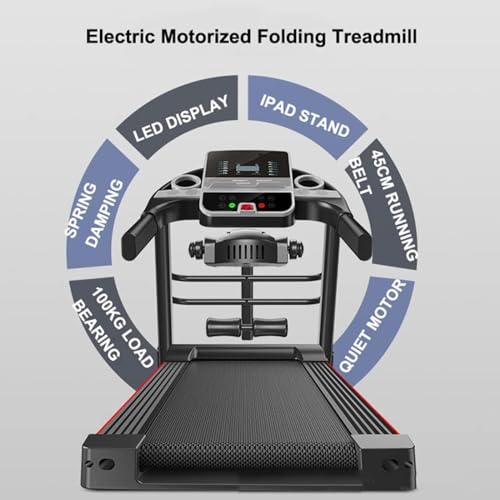 Image of Foldable Motorised Treadmill,with Sit Ups Rack & Massage Head Electric Treadmill for Home,Folding Walking Running Machine with LCD Sn