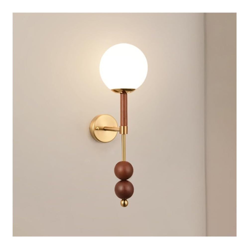 SXECAEPS Glass Wall Lamp Vintage Modern Long Arm Sconce Milky White Globe Shade Lantern for Bedroom Bedside Living Room Study Corridor Entryway Restaurant(Red)