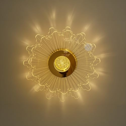 Image of Glowave Golden Acrylic Light Spiral Design Wall Lamp Lighting Sconce for Living Room Bedroom Bedside - Tricolour (White, Warm White, Natural White) 7044-W (B81)