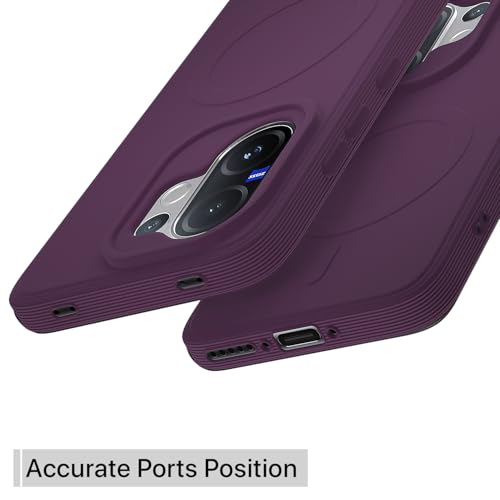 Image of Outlouders Back Cover for Vivo V60 5G / Vivo T4 Pro 5G Soft Matte Silicone Cover with Slim Fit | Mag-Safe Logo (Not Mag-Safe Compatible) | Shockproof | Camera Protection Bumper Case (Purple)