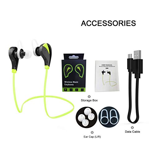 G6 Professional Auriculares inalámbricos V4.1 Sport Running CSR8635 Chip Aislamiento de Ruido en Auriculares-Verde