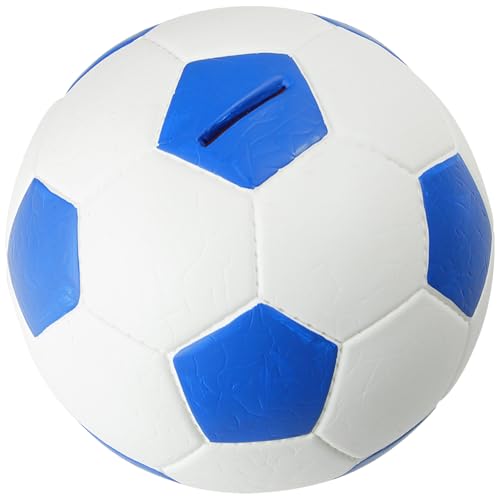 HMF 4790-05 Tirelire Football Aspect Cuir 15 cm de diamètre, Bleu Blanc