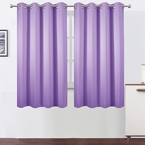 Image of LEMOMO Lavender Blackout Curtains 66 x 63 Inch Length /Set of 2 Curtain Panels /Thermal Insulated Room Darkening Blackout Curtains for Bedroom
