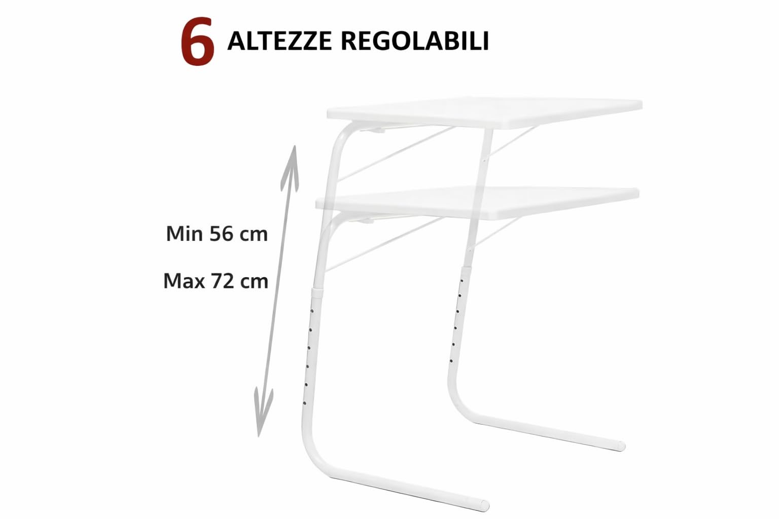 Tavolino per Divano Regolabile in Altezza – Tavolino Letto Porta Laptop Salvaspazio, Tavolo Multiuso per Smart Working, Salotto, Studio e Ufficio