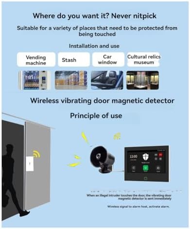 Gaicabi 3pcs 433MHz Wireless Vibration Glass Break Detector Adjustable Sensitivity Compatible withAlarm Systems B - 3