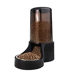 Makikuser Automatic Cat Feeder, 3.8L Large Gravity Cat Food Dispenser with Detachable Top Lid, Visible Bottle and Stainless Steel Bowl for Pets (Full Black)