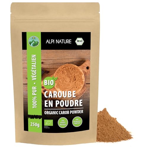 Alpi Nature - Alpi Nature Caroube Poudre BIO 250g, Gousses de Caroube Séchées et Moulues, Edulcorant Naturel pour Pâtisserie