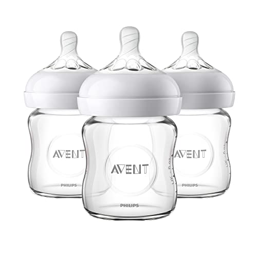 Image of Philips AVENT SCF701/37 Natural Glass Baby Bottle, 4 Oz., 3 Pack, Clear