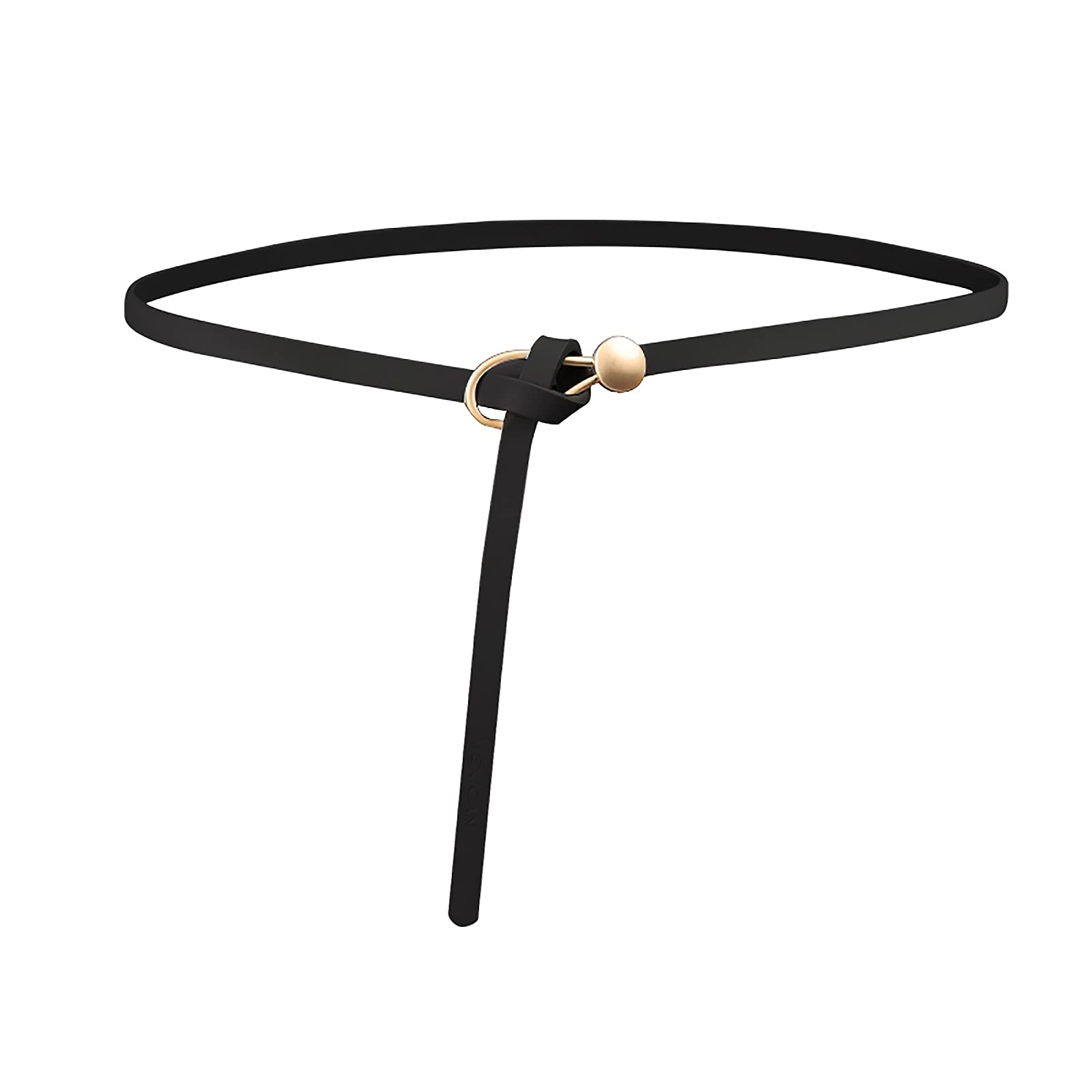 LumiSyne Leather Belt Women Thin Waist Belt Ladies Fashion Knotted Buckle Design Cowhide Leather Alloy Buckle Adjustable Waistband Decorative Belt For Suit Dress Overcoat