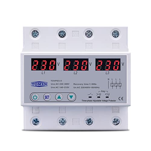 Disjoncteur triphasé réglable 63A avec voltmètre et récupération automatique 380V