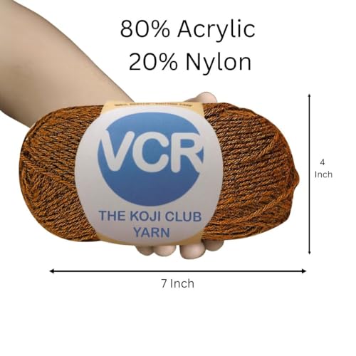 Image of VCR Burnt Orange and Brown Color Yarn, 100 Grams Hank, 275 Meters Length, 80% Acrylic, 20% Nylon Ball The Koji Club Yarn for Crochet and Knitting, Pack of 1, Suitable for DIY
