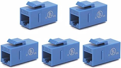 VCE CAT6 Keystone Coupler UL Listed, RJ45 Female to Female Ethernet Insert Jack UTP Network Inline Connector - Blue, 5-Pack