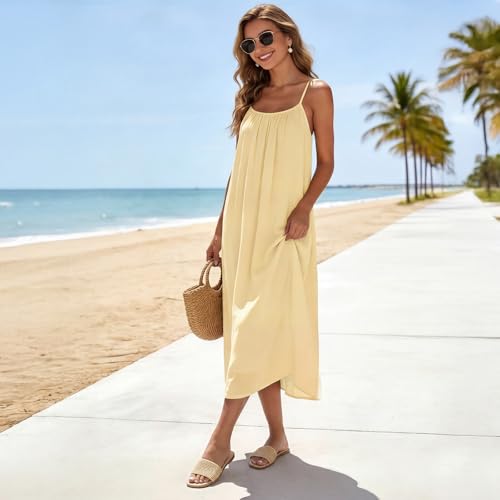 Image of Athlefit Flat Sandals Women Dressy Square Toe Raffia Summer Slide Sandals