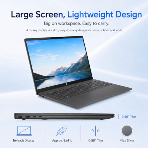 Image of HP OmniBook 3 16 AI Laptop, Intel Core Ultra 5 225U, 16 inch 2K WUXGA IPS Touchscreen, 32GB RAM, 1TB PCIe SSD, Wi-Fi 7, 1080p FHD Camera, Numeric Keypad, Privacy Shutter, Windows 11 Home
