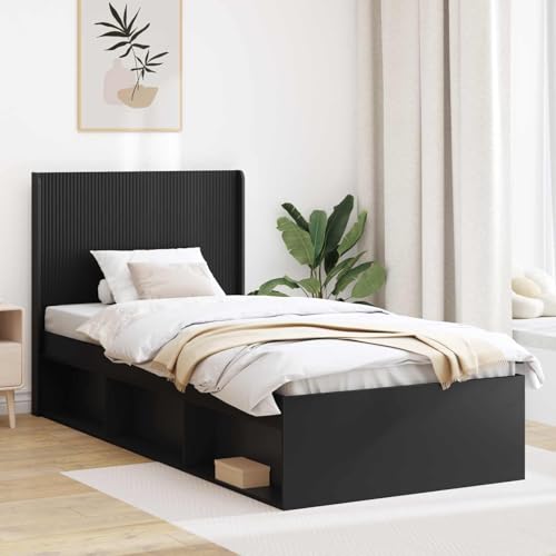 mzdioop Cabecero negro de madera resistente con diseño de listones verticales 105 x 7 x 100 cm, independiente y fácil de limpiar, accesorio de cama para dormitorio, habitación de invitados y cama de
