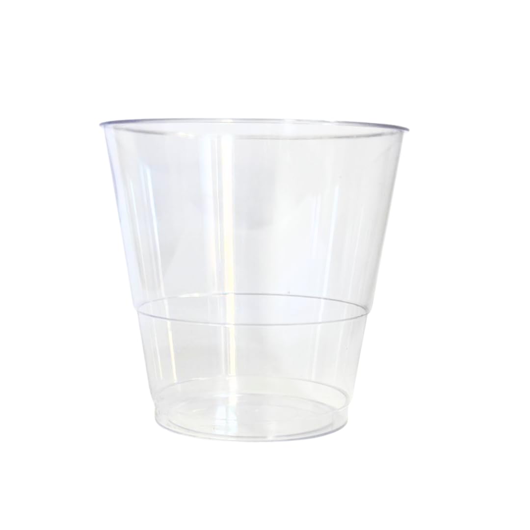 8oz x 40 Clear Plastic Fluted Whisky Tumblers Glasses/Cups Disposable (Single Use),Vending,Wedding,Occasion, Party