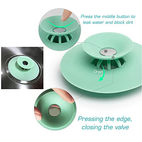 Silicone Shower Drain Stopper 2-in-1 Strainers Protectors Cover,Hair Trap Hair Catcher Bathtub Drain for Floor,Laundry,Kitchen and Bathroom
