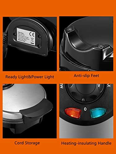 Waffeleisen 850w, Belgische Waffeleisen 20 cm, Bräunungskontrolle, Antihaftbeschichtung Platten, Cool Touch-Griff… – Bild 7